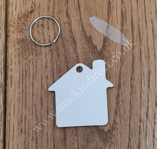 MDF Double Sided House Shaped Keyrings - Mackie Direct