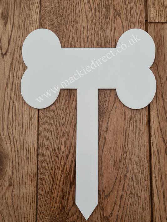 White Bone Shaped Acrylic Graveside Marker - Mackie Direct