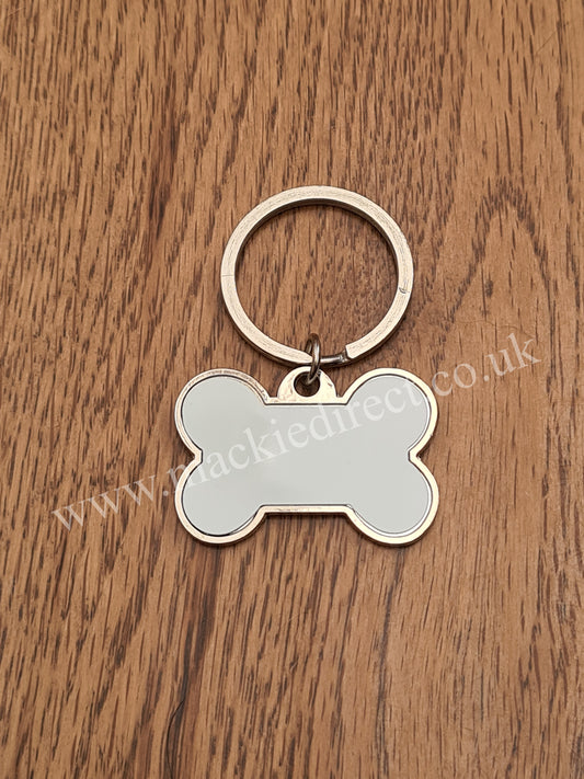 Metal Double Sided Sublimation Bone Shaped Dog Tag / Keyring - Mackie Direct