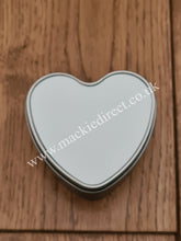 Load image into Gallery viewer, Silver Heart Shaped Tin with Sublimation Panel
