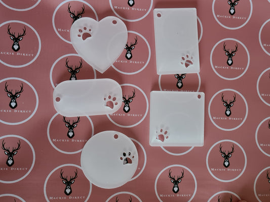 Clear Acrylic Sublimation Coated Pawprint Cut Out Keyring - Mackie Direct