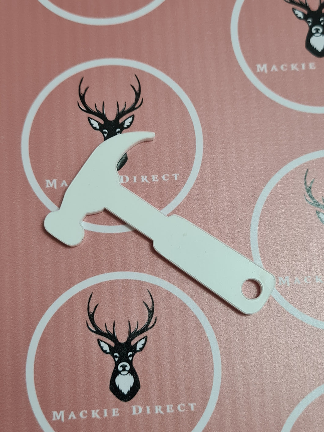 White Acrylic Keyrings - Hammer