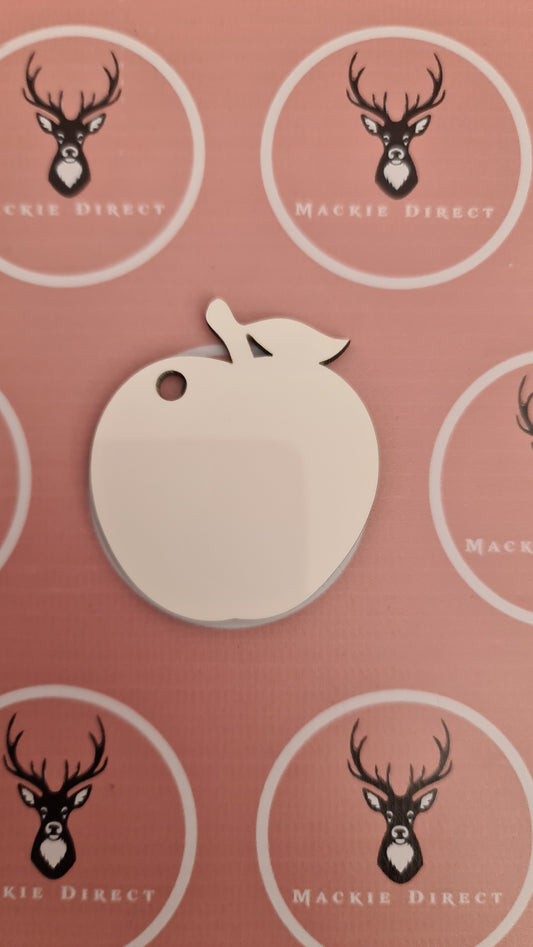 MDF Double Sided Apple Shaped Keyrings-Mackie Direct