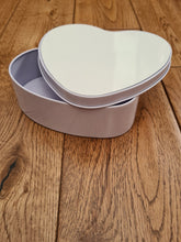 Load image into Gallery viewer, White Heart Shaped Tin with Sublimation Panel
