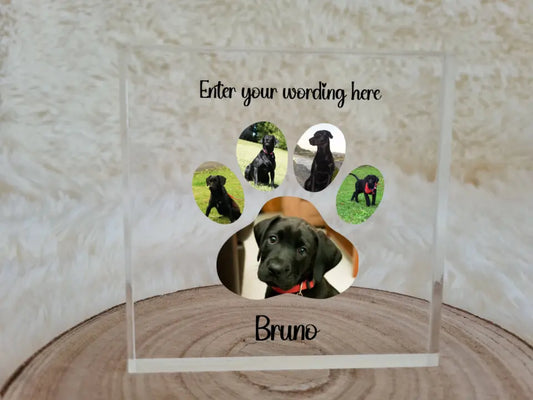 UV Printed Square Acrylic Pawprint Photo Block - Mackie Direct