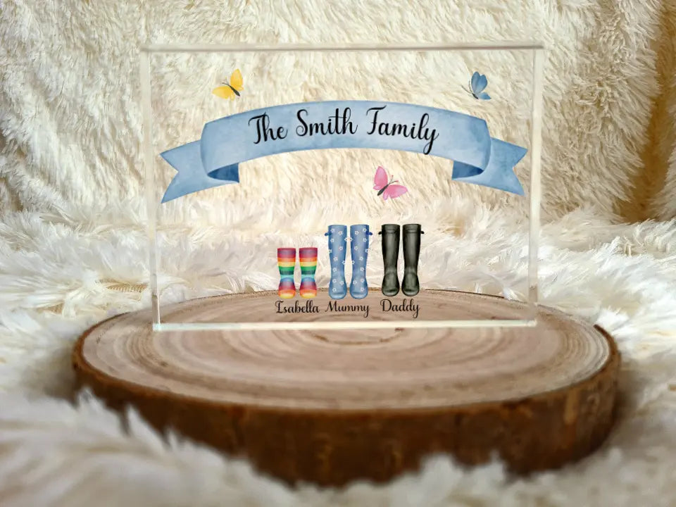 UV Printed Family Wellies Acrylic Block