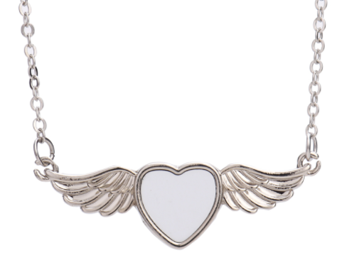 Sublimation Metal Heart Angel Wing Necklace – Mackie Direct