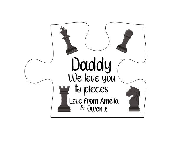 UV Printed Freestanding Puzzle Piece - Male Relations - Football / Rugby / Fishing / Chess & Gardening